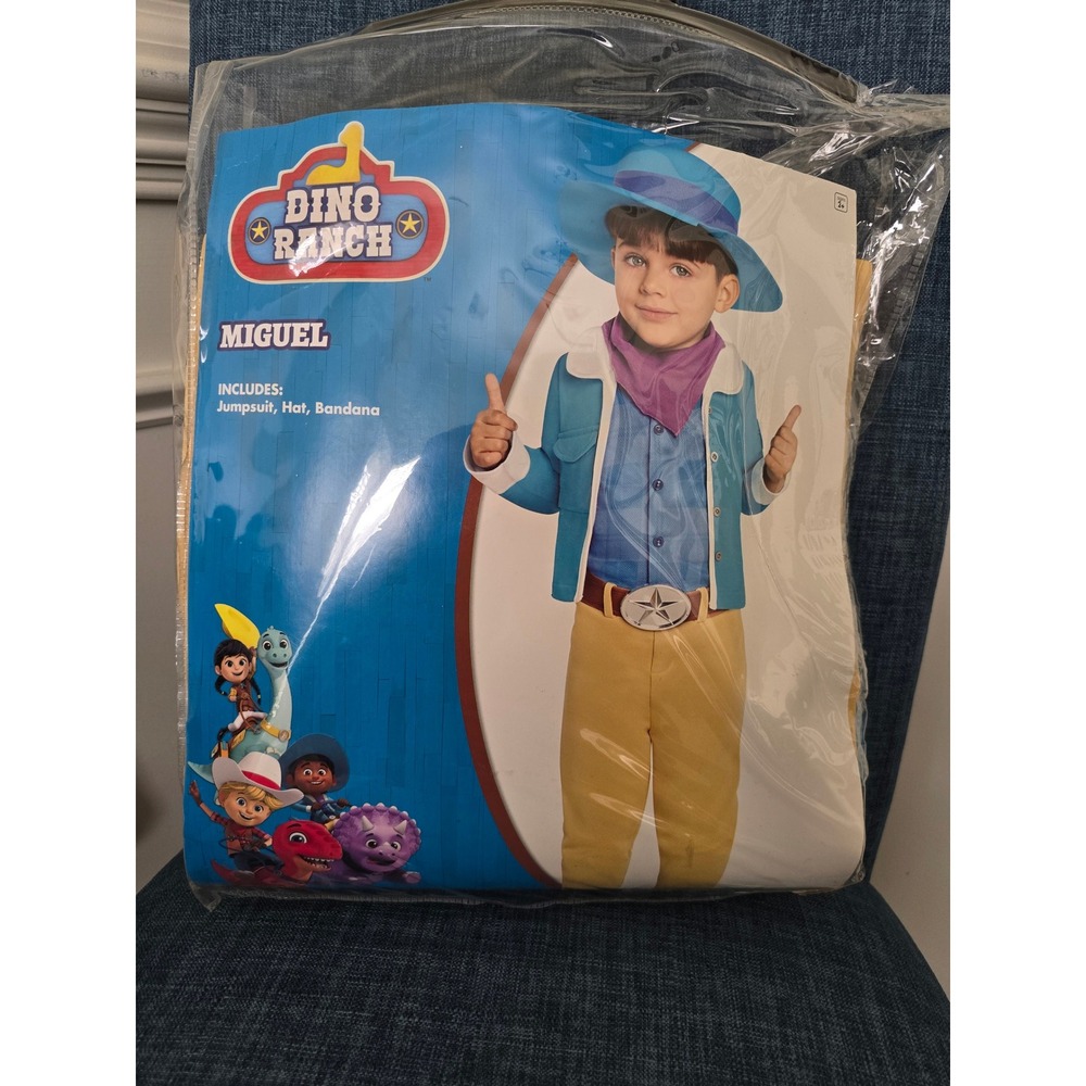 Spirit Halloween Dino Ranch Miguel Costume Toddler 5-6T Jumpsuit Hat Bandana